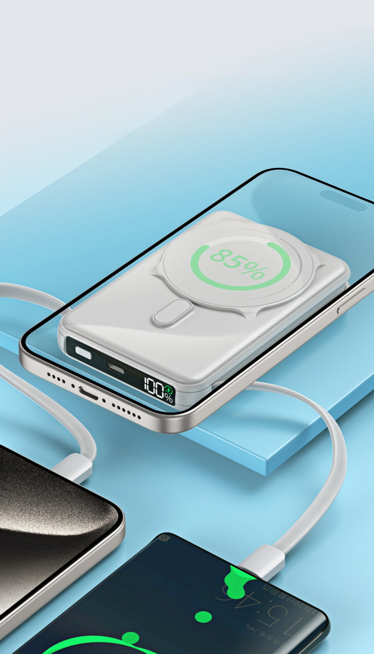 Bolt Max Pro 10000 mAh Wireless MagSafe PowerBank with Built in Type-C, Lightning Cable & Metal Kickstand