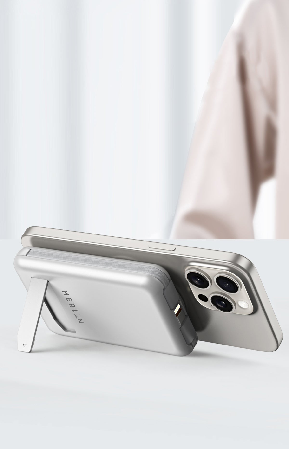Bolt Max Pro 10000 mAh Wireless MagSafe PowerBank with Built in Type-C, Lightning Cable & Metal Kickstand