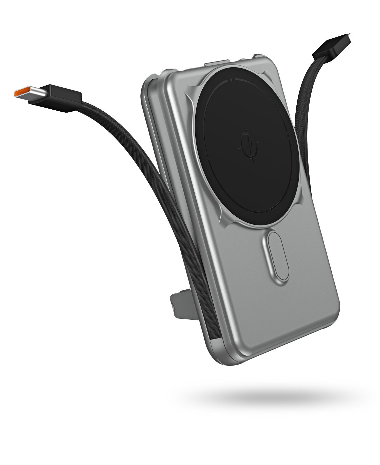 Bolt Max Pro 10000 mAh Wireless MagSafe PowerBank with Built in Type-C, Lightning Cable & Metal Kickstand