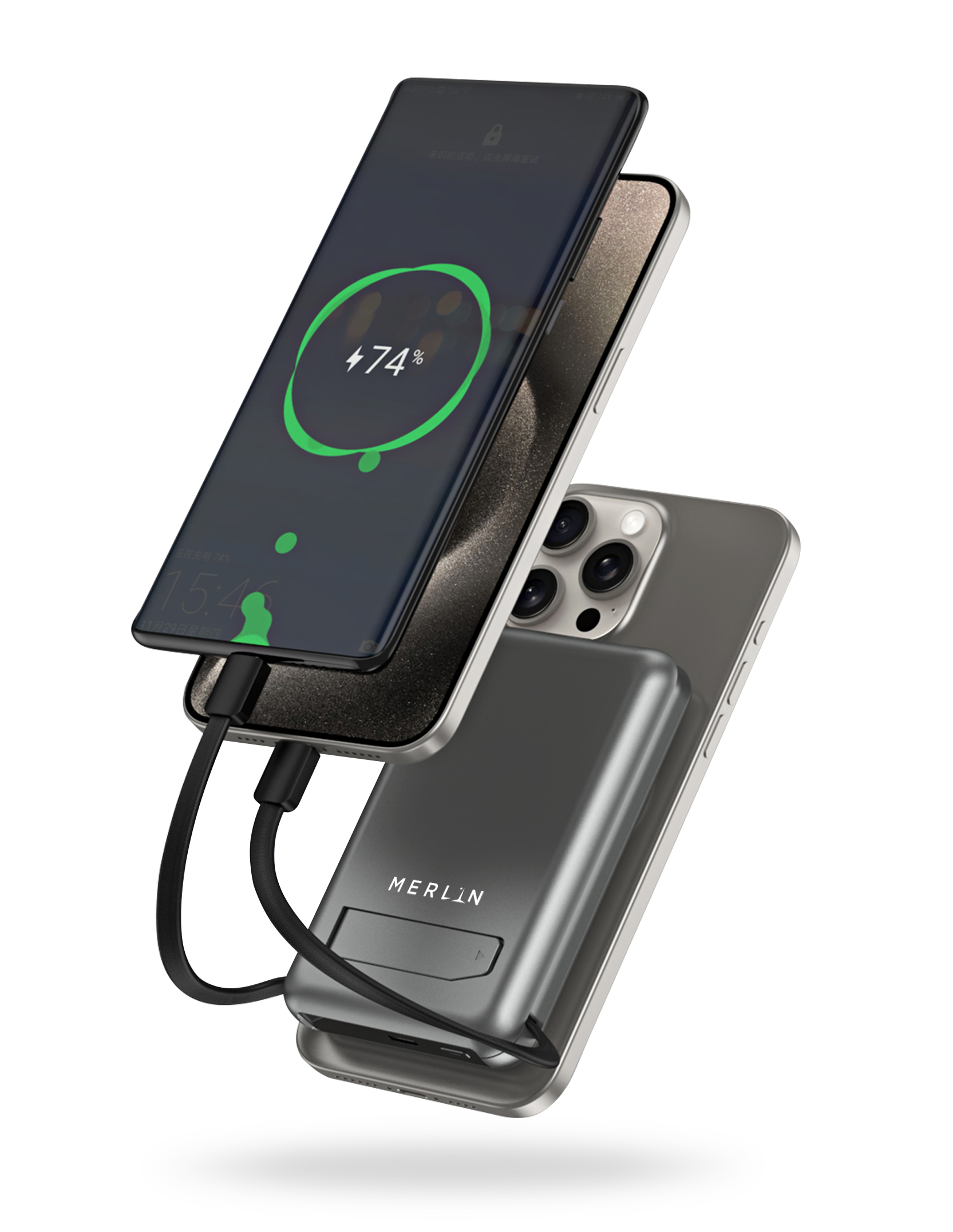 Bolt Max Pro 10000 mAh Wireless MagSafe PowerBank with Built in Type-C, Lightning Cable & Metal Kickstand