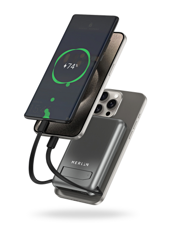 Bolt Max Pro 10000 mAh Wireless MagSafe PowerBank with Built in Type-C, Lightning Cable & Metal Kickstand