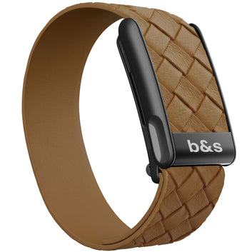 b&s Genuine Leather Strap for Whoop MG Life, Grey with S Steel Black Clasp