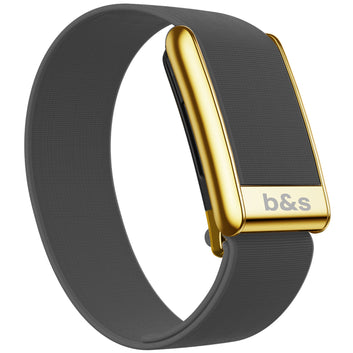 b&s Hydryknit Nylon Strap for Whoop 5.0 Peak, Black/Pink/Midnight Blue/Grey with S Steel Glossy Gold Clasp