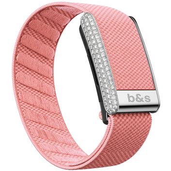 b&s Nylon Strap for Whoop 5.0 Peak with Stainless Steel White Crystals Clasp